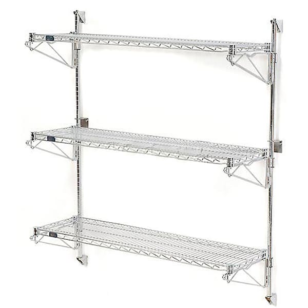 Nexel Poly-Green Wall Mount Wire Shelving, 48W x 18D x 54H 3-Shelf Starter B1137073GZ - main